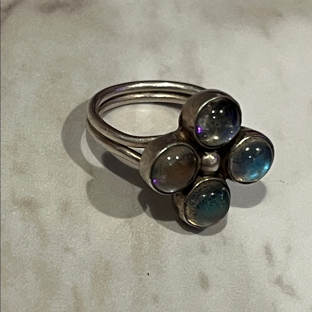 Artisan Labradorite Clover Ring, Solid Sterling S… - image 8